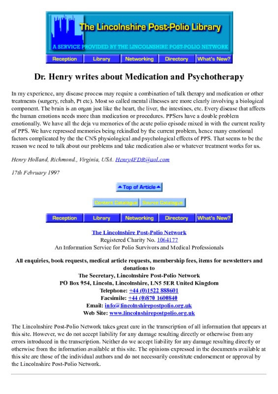 Dr Henry writes about Medication and Psychotherapy.pdf