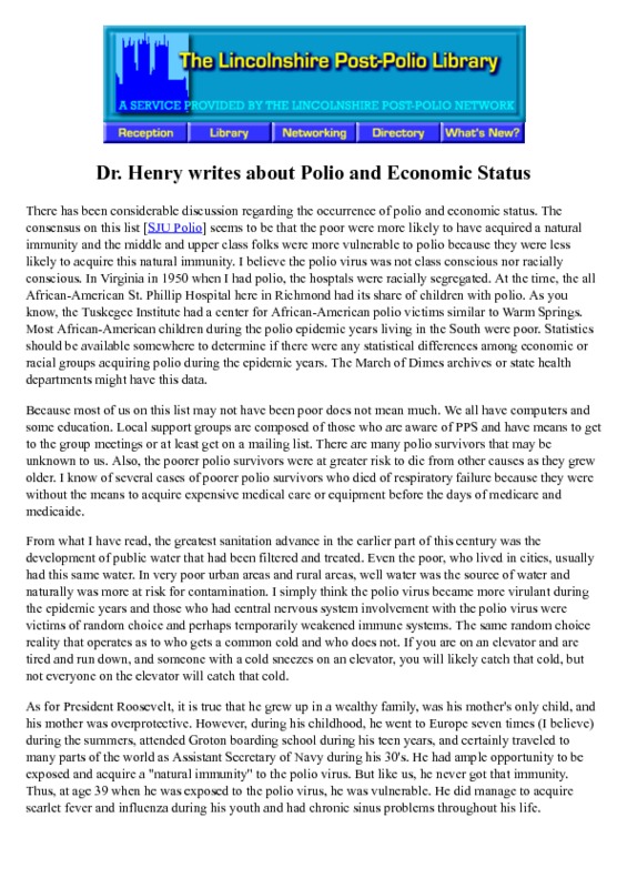 Dr Henry writes about Polio and Economic Status.pdf