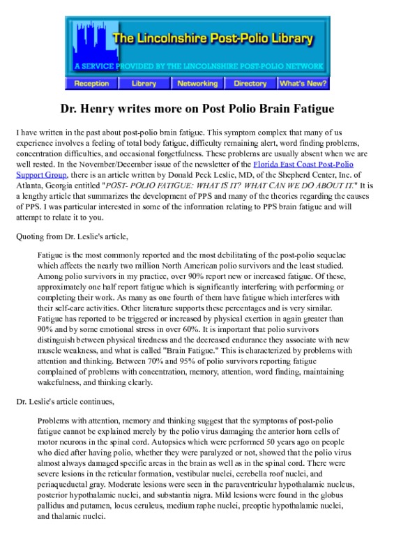 Dr Henry writes more on Post-Polio Brain Fatigue.pdf
