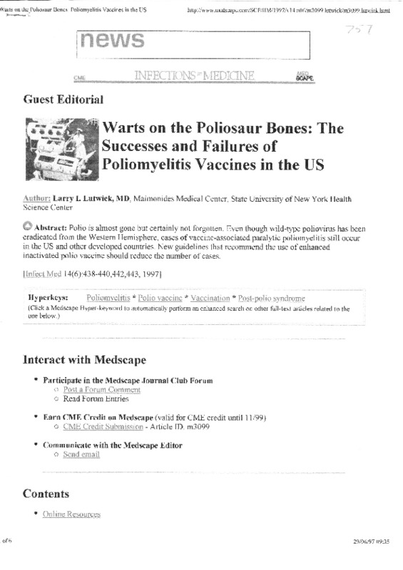 Warts on the poliosaur bones The Successes and Failures of Poliomyelitis Vaccines in the US.pdf