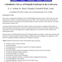 A Qualitative Survey of Post-Polio Syndrome in the Leeds area