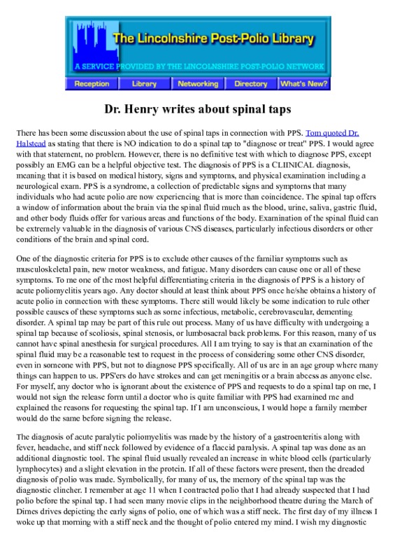 Dr Henry writes about Spinal Taps.pdf