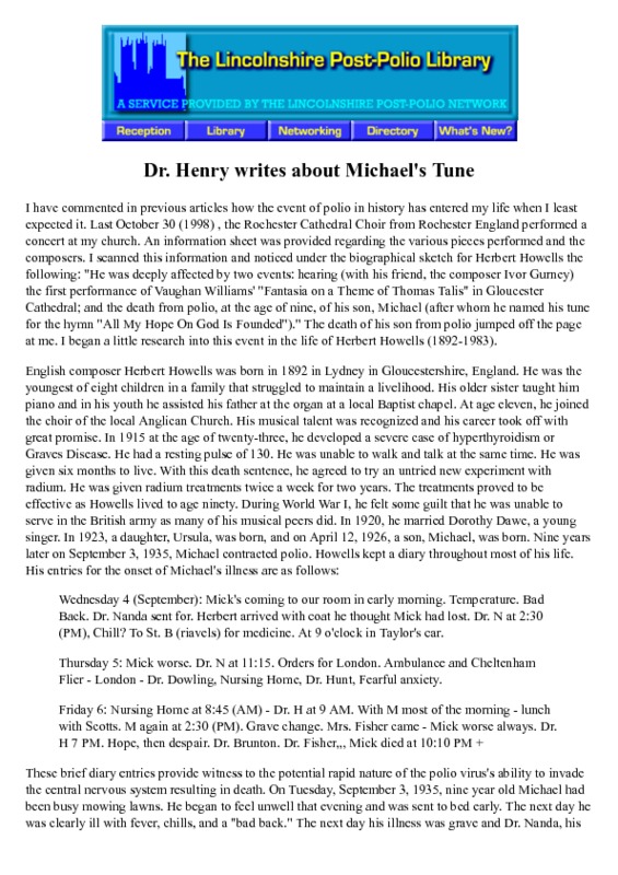Dr Henry writes about Michaels Tune.pdf