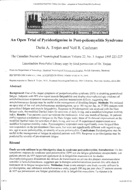 An Open Trial of Pyridostigimine in Post Polio Syndrome.pdf