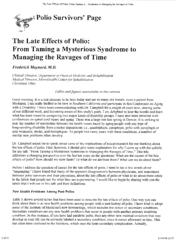 The Late Effects of Polio From Taming a Mysterious Syndrome to Managing the Ravages of Time.pdf